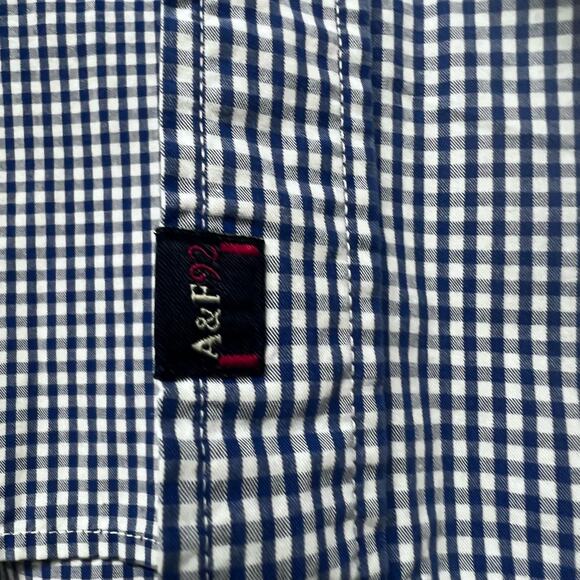 Abercrombie & Fitch Muscle Shirt mens XL blue/ white check button down - Picture 5 of 6